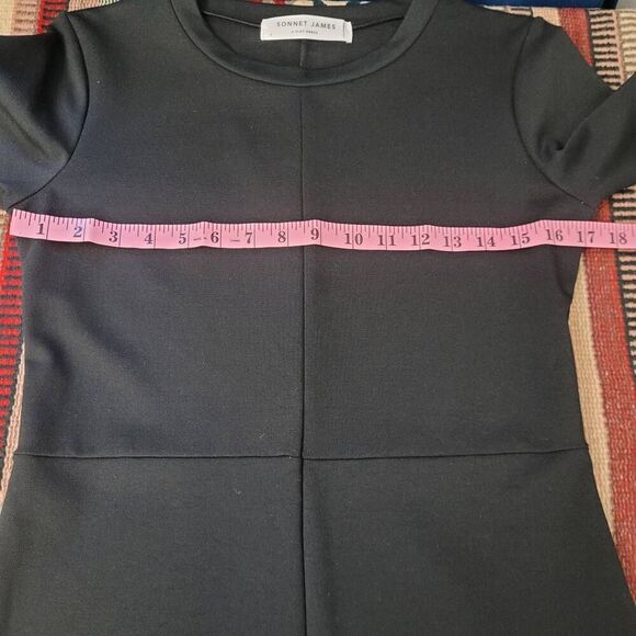 Sonnet James Black A Play Sheath Dress Sz S Knee Length Modest Career Minimalist - Picture 6 of 8